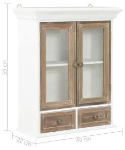 vidaXL Wall Cabinet White 49x22x59 cm Solid Wood