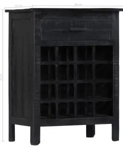 vidaXL Wine Rack Black 56x35x75 cm Solid Mango Wood