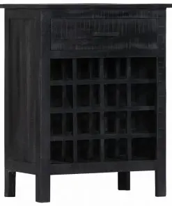 vidaXL Wine Rack Black 56x35x75 cm Solid Mango Wood