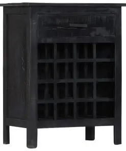 vidaXL Wine Rack Black 56x35x75 cm Solid Mango Wood