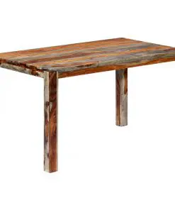 vidaXL Dining Table Grey 140x70x76 cm Solid Sheesham Wood