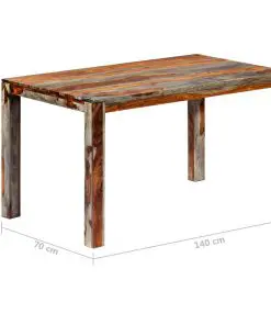 vidaXL Dining Table Grey 140x70x76 cm Solid Sheesham Wood