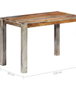 vidaXL Dining Table Grey 118x60x76 cm Solid Sheesham Wood