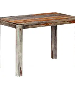 vidaXL Dining Table Grey 118x60x76 cm Solid Sheesham Wood
