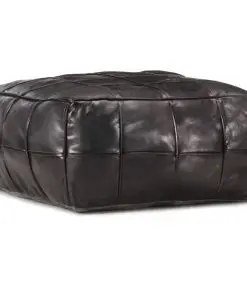 vidaXL Pouffe Black 60x60x30 cm Genuine Goat Leather