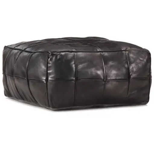 vidaXL Pouffe Black 60x60x30 cm Genuine Goat Leather