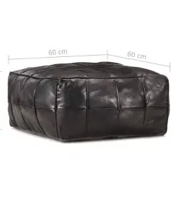 vidaXL Pouffe Black 60x60x30 cm Genuine Goat Leather