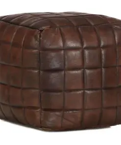 vidaXL Pouffe Dark Brown 40x40x40 cm Genuine Goat Leather