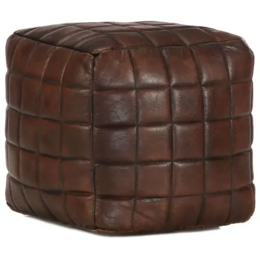 vidaXL Pouffe Dark Brown 40x40x40 cm Genuine Goat Leather