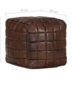 vidaXL Pouffe Dark Brown 40x40x40 cm Genuine Goat Leather