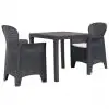vidaXL 3 Piece Bistro Set Plastic Brown Rattan Look vidaXL 3 Piece Bistro Set Plastic Brown Rattan Look