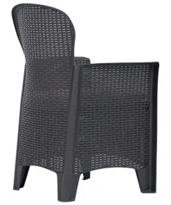 vidaXL 3 Piece Bistro Set Plastic Brown Rattan Look