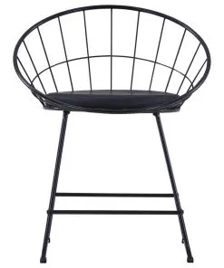 vidaXL Dining Chairs with Faux Leather Seats 2 pcs Black Steel