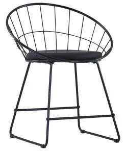 vidaXL Dining Chairs with Faux Leather Seats 2 pcs Black Steel