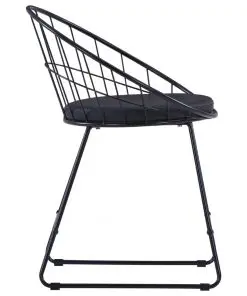 vidaXL Dining Chairs with Faux Leather Seats 2 pcs Black Steel