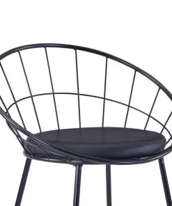 vidaXL Dining Chairs with Faux Leather Seats 2 pcs Black Steel