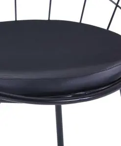 vidaXL Dining Chairs with Faux Leather Seats 2 pcs Black Steel