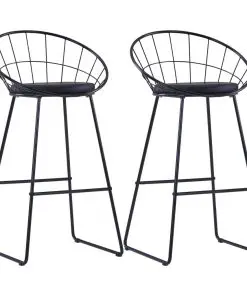 vidaXL Bar Chairs 2 pcs Black Faux Leather