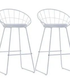 vidaXL Bar Chairs 2 pcs White Faux Leather