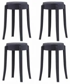 vidaXL Stackable Stools 4 pcs Black Plastic