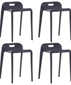 vidaXL Stackable Stools 4 pcs Black Plastic
