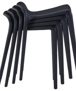 vidaXL Stackable Stools 4 pcs Black Plastic