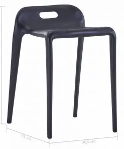 vidaXL Stackable Stools 4 pcs Black Plastic