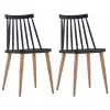 vidaXL Dining Chairs 2 pcs Black Plastic