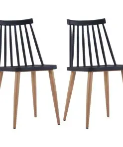 vidaXL Dining Chairs 2 pcs Black Plastic