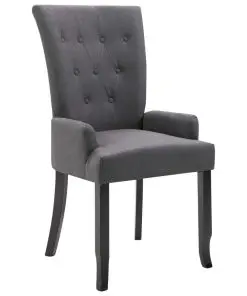 vidaXL Dining Chair with Armrests Dark Grey Fabric