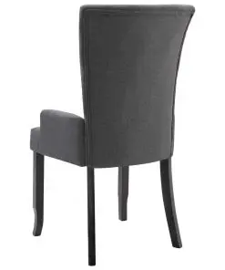 vidaXL Dining Chair with Armrests Dark Grey Fabric