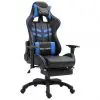 vidaXL Gaming Chair with Footrest Blue Faux Leather
