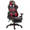 vidaXL Gaming Chair with Footrest Red Faux Leather