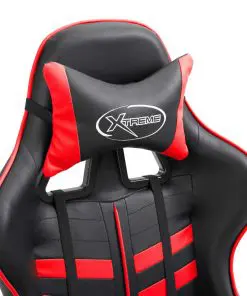 vidaXL Gaming Chair with Footrest Red Faux Leather