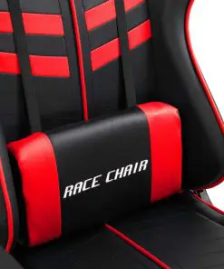 vidaXL Gaming Chair with Footrest Red Faux Leather
