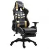 vidaXL Gaming Chair with Footrest Gold Faux Leather