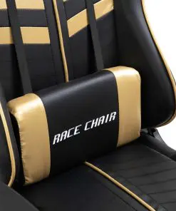 vidaXL Gaming Chair with Footrest Gold Faux Leather