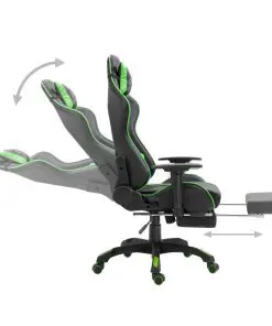 vidaXL Gaming Chair with Footrest Green Faux Leather