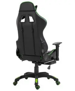 vidaXL Gaming Chair with Footrest Green Faux Leather