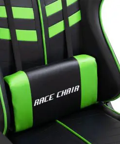 vidaXL Gaming Chair with Footrest Green Faux Leather