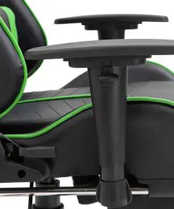 vidaXL Gaming Chair with Footrest Green Faux Leather
