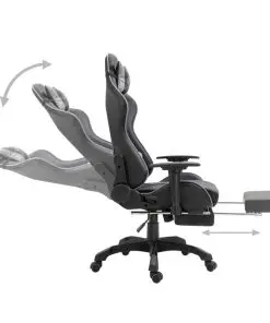 vidaXL Gaming Chair with Footrest Grey Faux Leather
