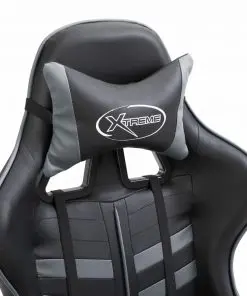 vidaXL Gaming Chair with Footrest Grey Faux Leather