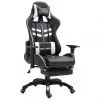 vidaXL Gaming Chair with Footrest White Faux Leather