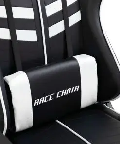 vidaXL Gaming Chair with Footrest White Faux Leather