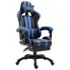 vidaXL Gaming Chair with Footrest Blue Faux Leather