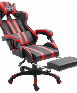 vidaXL Gaming Chair with Footrest Red Faux Leather