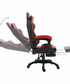 vidaXL Gaming Chair with Footrest Red Faux Leather