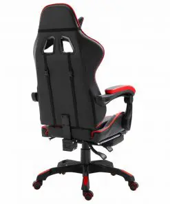 vidaXL Gaming Chair with Footrest Red Faux Leather