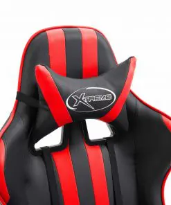 vidaXL Gaming Chair with Footrest Red Faux Leather